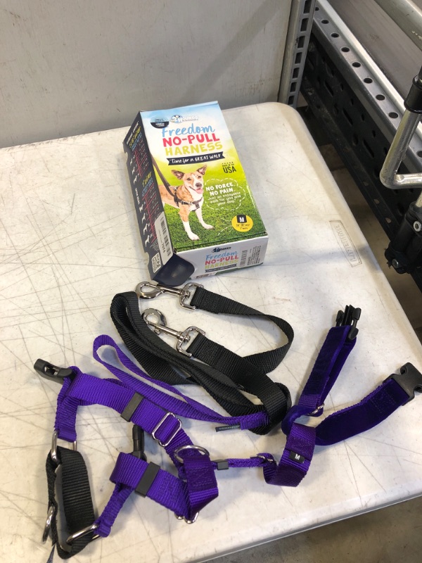 Photo 2 of 2 Hounds Design Freedom No Pull Dog Harness | Adjustable Gentle Comfortable Control for Easy Dog Walking |for Small Medium and Large Dogs | Made in USA | Leash Included | 1" MD Purple 1" MD (Chest 24"- 28") Purple