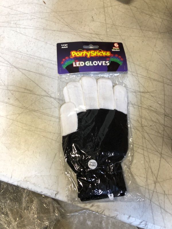 Photo 2 of  ( LARGE BOX) PartySticks LED Gloves for Kids - Light up Gloves for Kids with 3 Colors and 6 Flashing LED Gloves Modes LED Finger Light Glow in the Dark Glow Glove 
