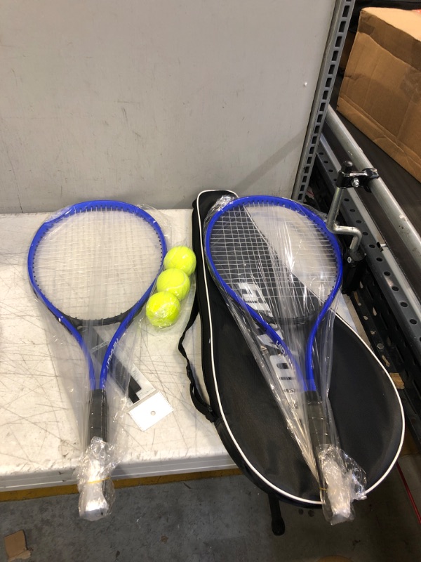 Photo 1 of 2 PC DARK BLUE TENNIS RACKS WITH TENNIS BALLS 