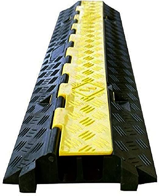 Photo 1 of Kable Kontrol Atlas Heavy Duty Cable Protector Ramp - 2 Channel Extra Large 38” Long Black & Yellow – 14,000 Lbs Capacity - Rubber Speed Bump and Wire Protector for Indoor & Outdoor Use – CP9985