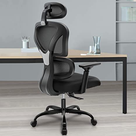 Photo 1 of FelixKing Ergonomic Office Chair, Ergo 3D Computer Chair Breathable Mesh Desk Chair with Lumbar Support, High Back Gaming Chair with Adjustable Headrest and Armrests for Conference Room (Black&White)