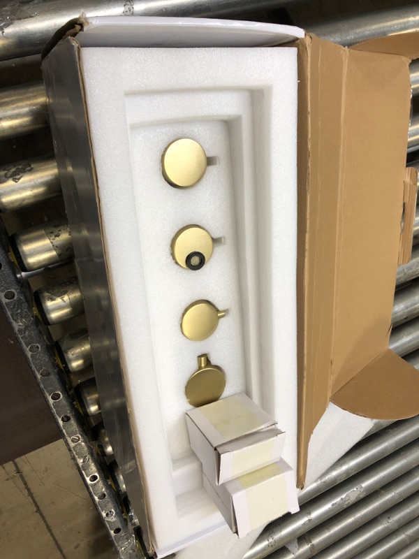 Photo 2 of 3 Function Shower Mixing Valve and Trim, Brushed Gold Three Way Thermostatic Valve Flow Volume Control Vertical Shower Diverter Selector