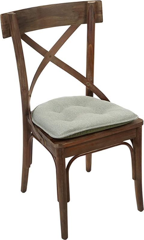 Photo 4 of Klear Vu Omega The Gripper Non-Slip Dining Cushion, Furniture-Safe Tufted Kitchen Chair, 15”x16” Seat Pad GRAY 