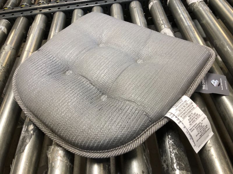 Photo 3 of Klear Vu Omega The Gripper Non-Slip Dining Cushion, Furniture-Safe Tufted Kitchen Chair, 15”x16” Seat Pad GRAY 