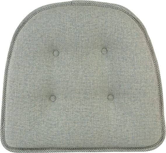 Photo 1 of Klear Vu Omega The Gripper Non-Slip Dining Cushion, Furniture-Safe Tufted Kitchen Chair, 15”x16” Seat Pad GRAY 