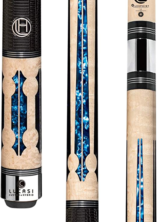 Photo 1 of Lucasi Hybrid LHC97 Natural Birds-Eye Maple with Blue Crushed Velvet Inlays Technology Cue
