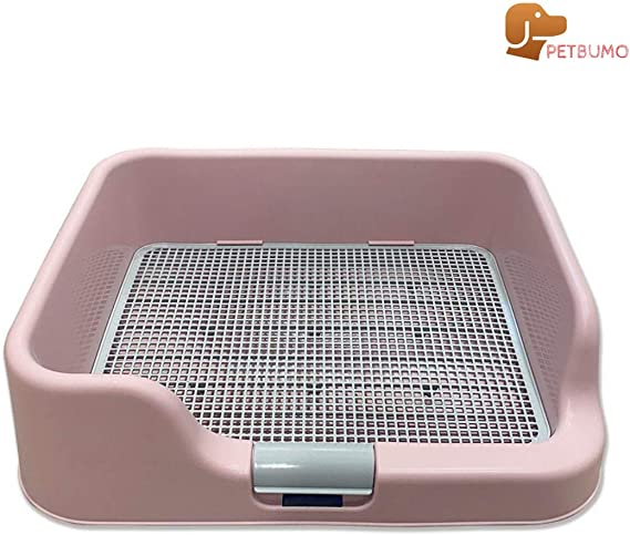 Photo 1 of PS KOREA] Indoor Dog Potty Tray – with Protection Wall Every Side for No Leak, Spill, Accident - Keep Paws Dry and Floors Clean (Pink) + Pee PAD 100 PCS

