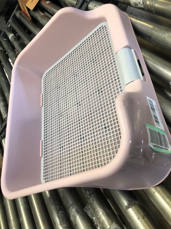Photo 1 of PS KOREA] Indoor Dog Potty Tray – with Protection Wall Every Side for No Leak, Spill, Accident - Keep Paws Dry and Floors Clean (Pink) + Pee PAD 100 PCS
