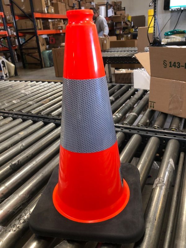 Photo 3 of BESEA 18" inch Orange PVC Safety Traffic Cone Black Base Construction Road Parking Cones with 6" Reflective Collar