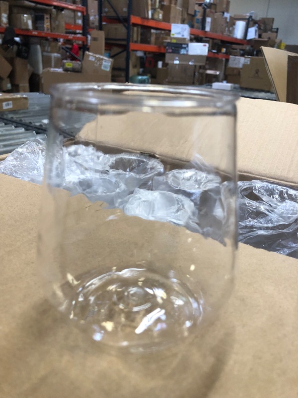 Photo 2 of 32 Pack Disposable Stemless Wine Glasses, 12 OZ Plastic Wine Cups, Eventpartener Gold Rim Unbreakable Wine Glasses, Whiskey Cocktail Glasses, Shatterproof Clear Drinking Glasses for Party, Wedding
