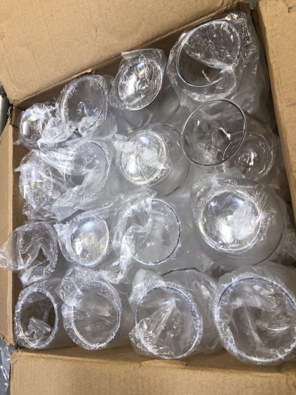 Photo 4 of 32 Pack Disposable Stemless Wine Glasses, 12 OZ Plastic Wine Cups, Eventpartener Gold Rim Unbreakable Wine Glasses, Whiskey Cocktail Glasses, Shatterproof Clear Drinking Glasses for Party, Wedding
