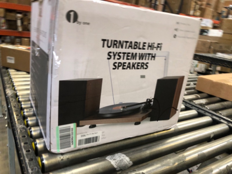 Photo 1 of 1 BY ONE Bluetooth Turntable HiFi System with 36 Watt Bookshelf Speakers, Patend Designed Vinyl Record Player with Magnetic Cartridge, Bluetooth Playback and Auto Off