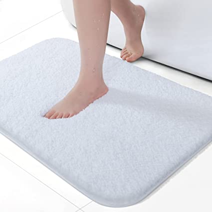 Photo 1 of 24 x 16 Non Slip Bathroom Rugs Durable Soft Bath-Mat for Bathroom Machine Washable Bath Mats Rugs Water Absorbent Bathroom Mats with Fluffy  White