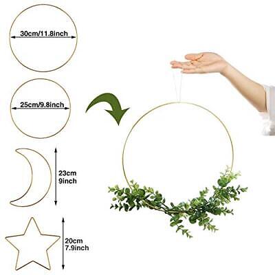 Photo 3 of 4 Pack Metal Floral Hoop, Wreath Macrame Gold Hoop, Ring Star Moon Shape for Making Wreath Decor, Dream Catcher and Macrame Wall Hanging Crafts(8, 9, 10 & 12 Inch)