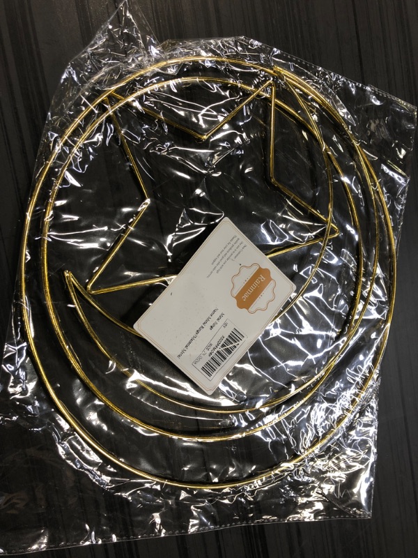 Photo 2 of 4 Pack Metal Floral Hoop, Wreath Macrame Gold Hoop, Ring Star Moon Shape for Making Wreath Decor, Dream Catcher and Macrame Wall Hanging Crafts(8, 9, 10 & 12 Inch)