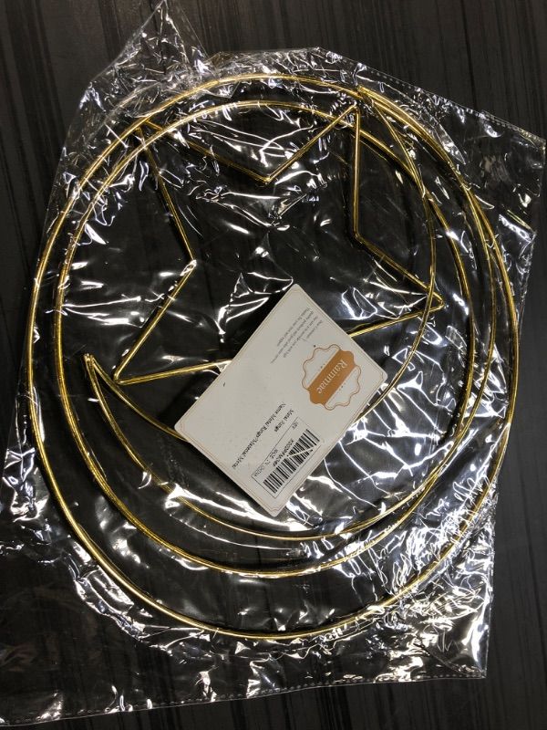 Photo 3 of 4 Pack Metal Floral Hoop, Wreath Macrame Gold Hoop, Ring Star Moon Shape for Making Wreath Decor, Dream Catcher and Macrame Wall Hanging Crafts(8, 9, 10 & 12 Inch)