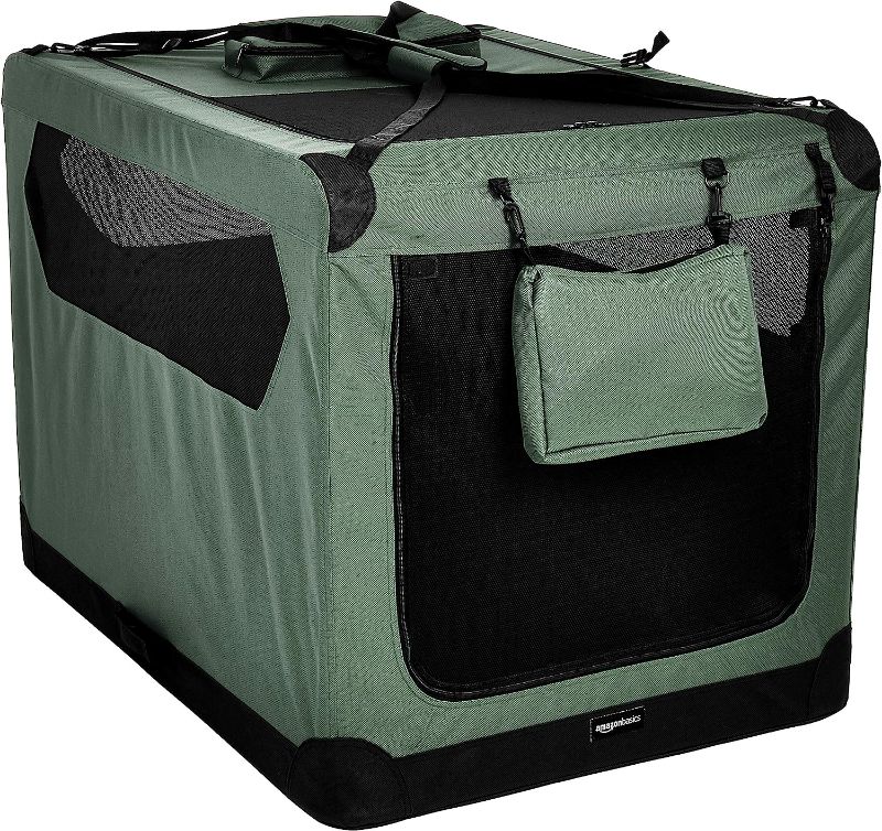 Photo 1 of Amazon Basics Folding Portable Soft Pet Dog Crate Carrier Kennel - 42 x 31 x 31 Inches, Grey
