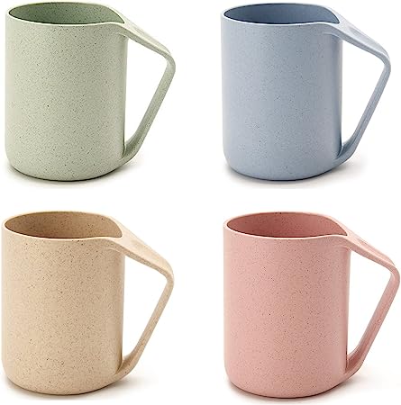 Photo 1 of 12pcs Eco Friendly Healthy Wheat Straw Biodegradable Plastic Cup Mug for Water, Coffee, Milk, Juice, Tea