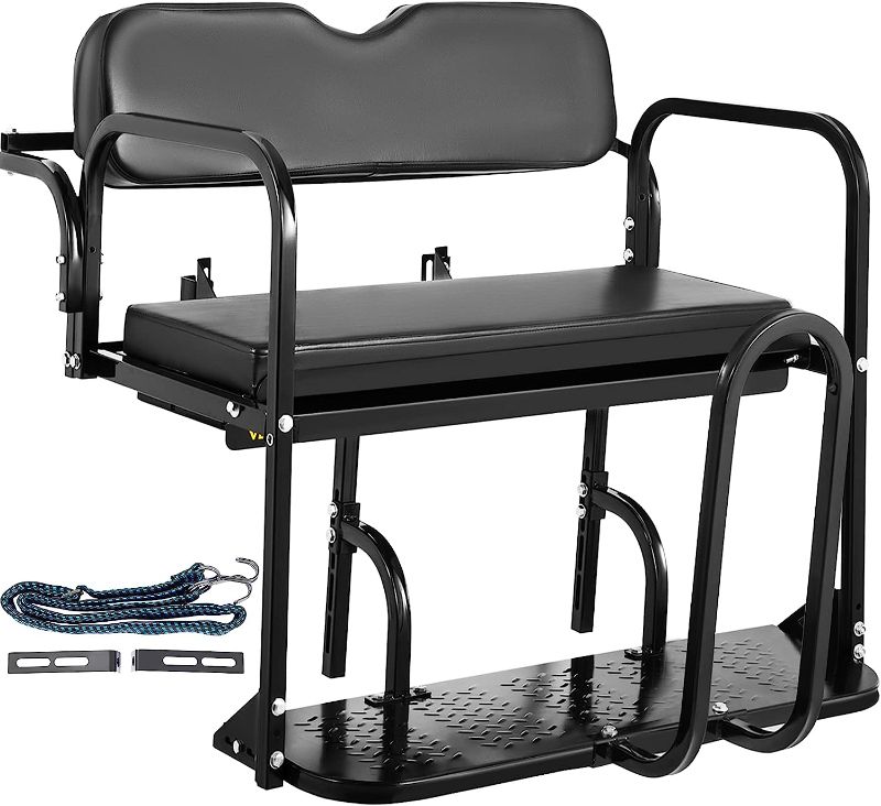 Photo 1 of VEVOR Golf Cart Rear Seat, Club Car Rear Seat for Yamaha G29 Drive 2006-2016, Heavy Duty Golf Cart Back Seat 1102 lbs Capacity, Black Steel Golf Cart Flip Folding Rear Back Seat Kit with Grab Bar
