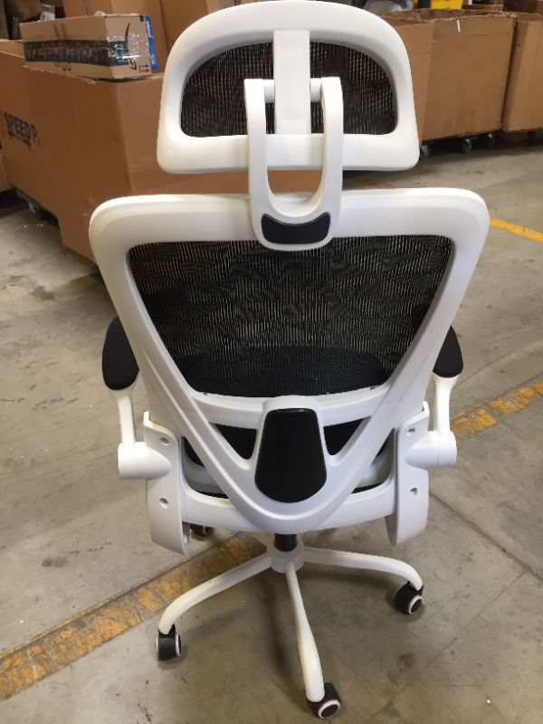 Photo 2 of Mesh Ergonomic Office Chair with Lumbar Support and Headrest White