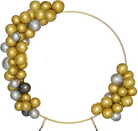 Photo 1 of  6.5ft Golden Round Backdrop Stand Aluminum Circle Balloon Arch Kit for Party Decoration Circle Wedding Arch Flower Ring Stand