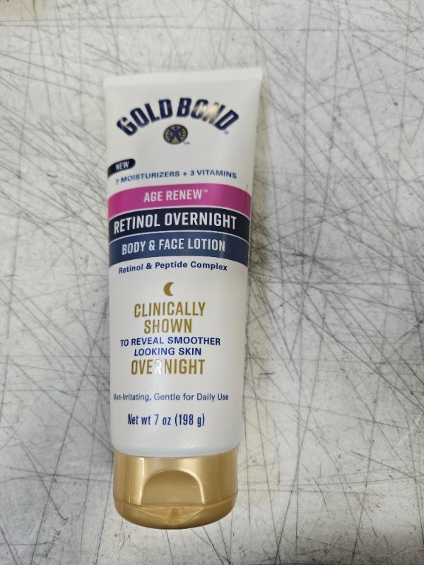 Photo 2 of Gold Bond Age Renew Retinol Overnight Body & Face Lotion, with Retinol & Peptide Complex, 7 oz.