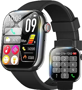 Photo 1 of 1.91'' Smart Watch for Women Men, Answer/Make Call, 50+ Sports Modes, Fitness Tracker with SpO2/Heart Rate/Sleep Monitor, Voice Assistant, Music and More, Smartwatch for iPhone iOS Android (black)