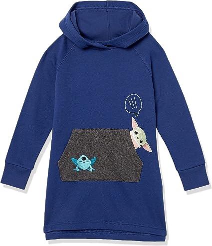 Photo 1 of Amazon Essentials Disney | Marvel | Star Wars | Frozen | Princess Girls and Toddlers' Fleece Long-Sleeve Hooded Dresses