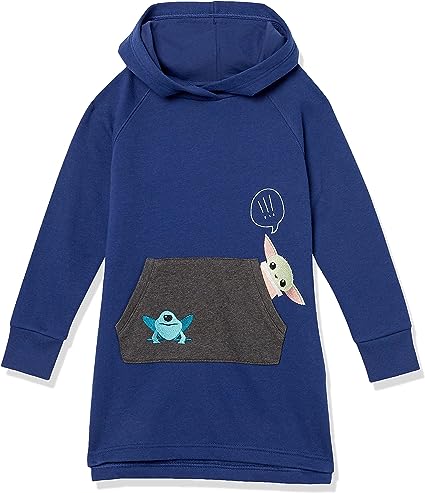Photo 1 of Amazon Essentials Disney | Marvel | Star Wars | Frozen | Princess Girls and Toddlers' Fleece Long-Sleeve Hooded Dresses 
