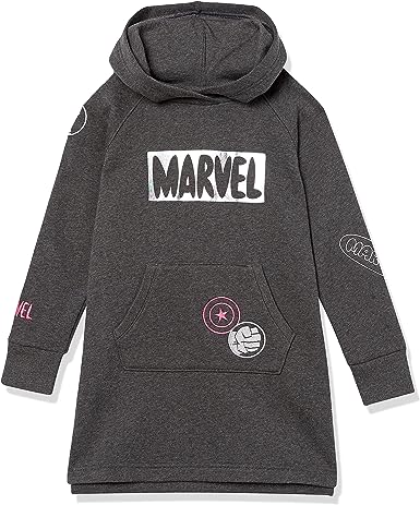 Photo 1 of Amazon Essentials Disney | Marvel | Star Wars | Frozen | Princess Girls and Toddlers' Fleece Long-Sleeve Hooded Dresses (XS)