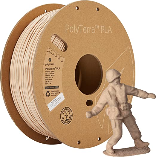 Photo 1 of Polymaker Matte PLA Filament 1.75mm Army Beige, 1.75 PLA 3D Printer Filament 1kg - PolyTerra 1.75 PLA Filament Matte Beige 3D Printing Filament (1 Tree Planted)