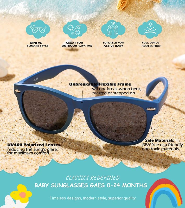 Photo 1 of BABY SUNNIES       Flexible Polarized Baby Sunglasses with Adjustable Strap for Toddler Newborn Infant Age 0-24 Months, 100% UV400 Protection