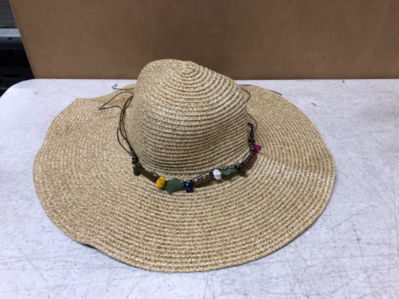 Photo 1 of  Womens Beach Hat Striped Straw Sun Hat Floppy Big Brim Hat