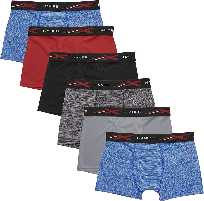 Photo 1 of Hanes Boys' Breathable Tagless Boxer Brief, 6-Pack SIZE M 
