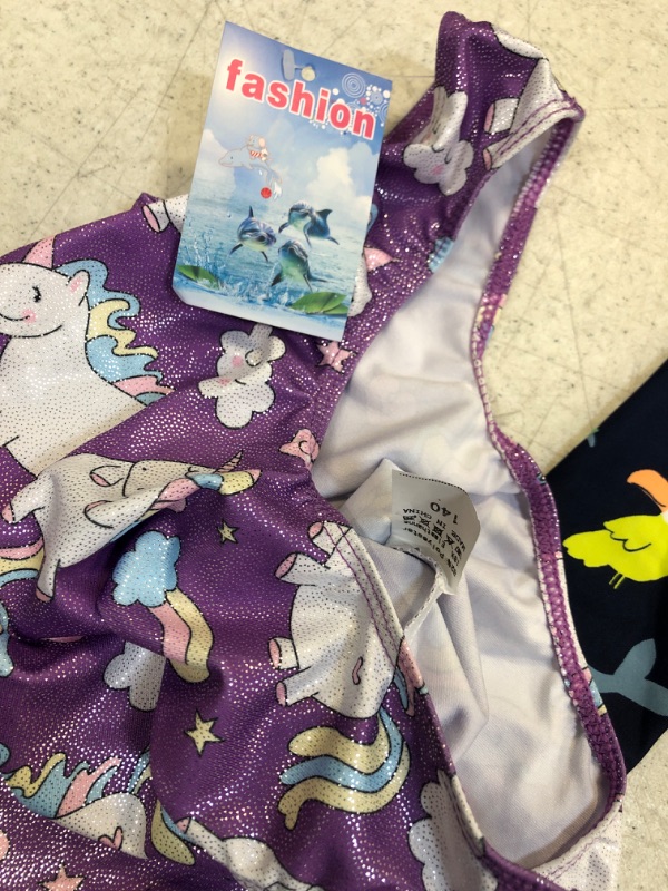 Photo 2 of 2-ITEM KIDS SWIM BUNDLE:1 Simple Joys by Carter's Toddlers and Baby Boys' 1-Piece Zip Rashguards (SIZE 12 MO) & Girls sparkle one-piece swimsuit purple size 140