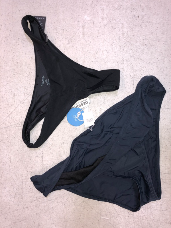 Photo 1 of 2-ITEM WOMENS SWIM BOTTOMS BUNDLE: 1 BLACK SMALL; 1 NAVY BLUE XL