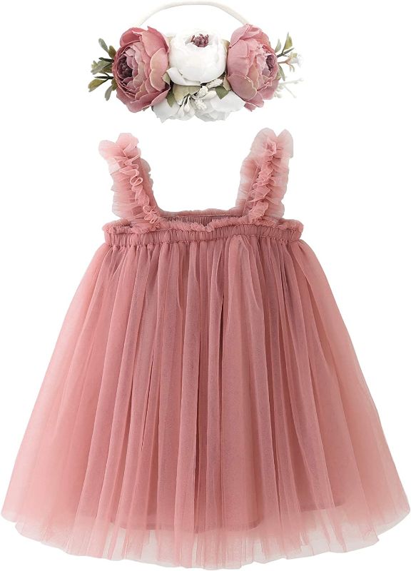 Photo 1 of BGFKS Layered Tulle Tutu Dress for Toddler Girls,Baby Girl Rainbow Tutu Princess Skirt Set with Flower Headband. - 12 - 24 MOS
