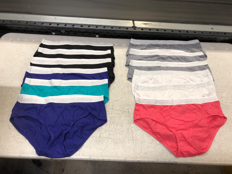 Photo 1 of 12PC HANES WOMENS MULTI-COLOR BRIEF PANTIES - SIZE : 7/LRG