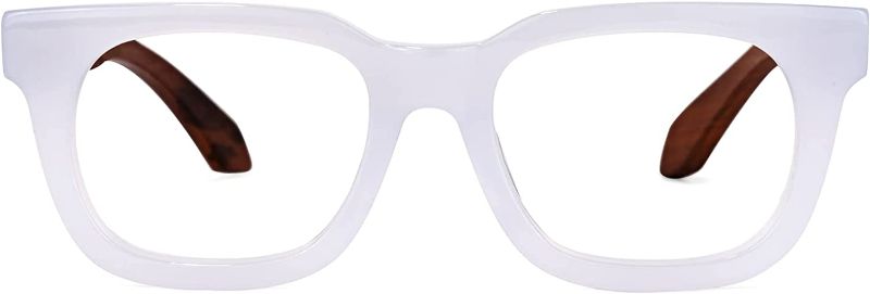 Photo 1 of Zeelool Thick Rectangle Blue Light Blocking Glasses for Men Retro Wood Arm Acetate Eyewear Diana FP0427-01
