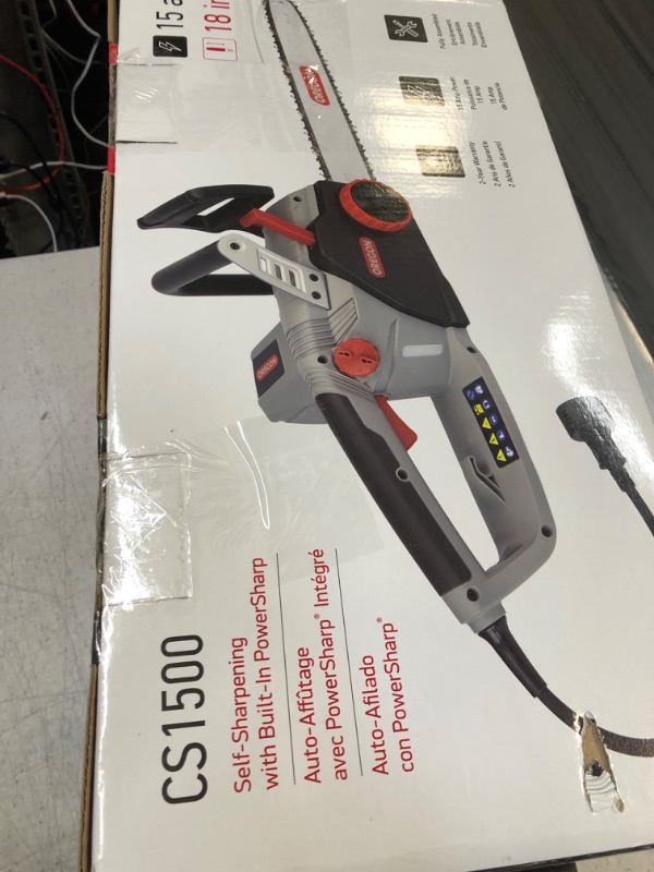 Photo 6 of Oregon CS1500 18-inch 15 Amp Self-Sharpening Corded Electric Chainsaw, with Integrated Self-Sharpening System (PowerSharp), 2-Year Warranty, 120V
