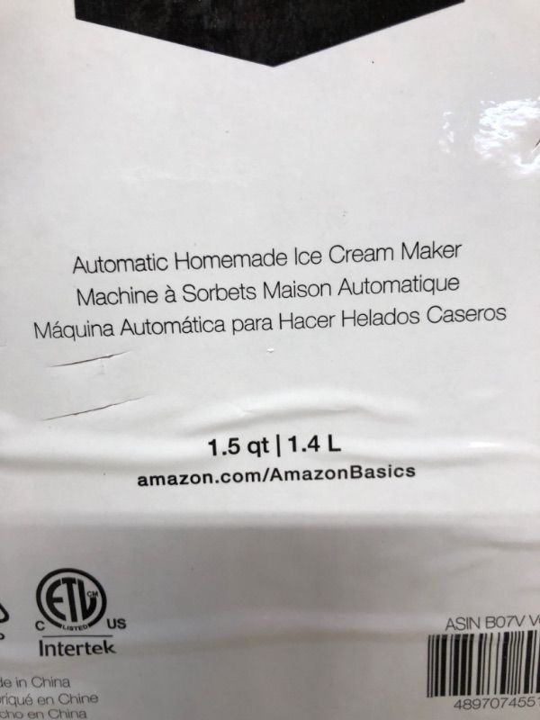 Photo 1 of Amazon Basics 1.5 Quart Automatic Homemade Ice Cream Maker -- factory sealed brand new 
