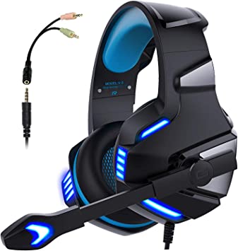 Photo 1 of Micolindun Gaming Headset for Xbox One, PS4, PC, Over Ear Gaming Headphones with Noise Cancelling Mic LED Light, Stereo Bass Surround, Soft Memory Earmuffs for PS5, Smart Phone, Laptops, Tablet