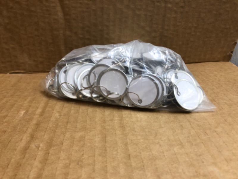 Photo 2 of 100 Pieces Metal Rimmed Key Tags Round Paper Tags with Split Rings (31mm)