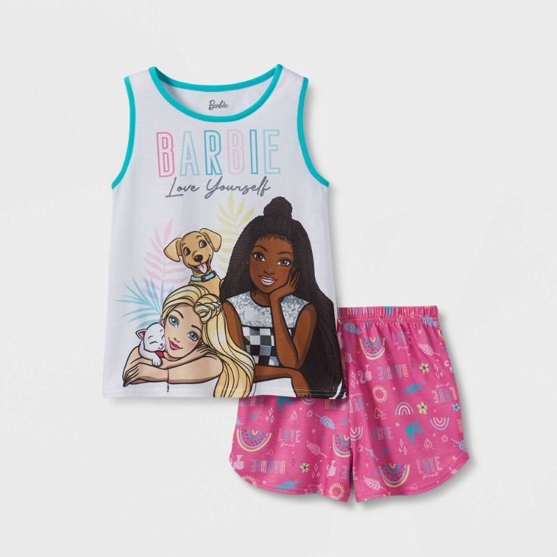 Photo 1 of Girls' Barbie 2pc Pajama Set -
size m 