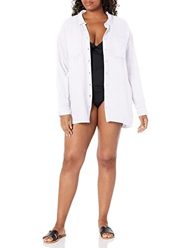 Photo 1 of  RVCA Women's Standard Coverup, Solstice Button up/White, 
SIZE Medium
