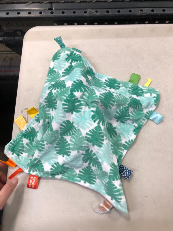 Photo 1 of BRIGHT STARTS TAGGIES Gray Elephant Lovey Plush Green Leaves Baby Nursery
