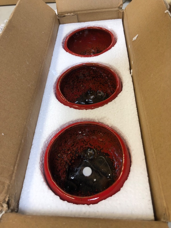 Photo 1 of 3 Piece Pot Set Red for Plants 