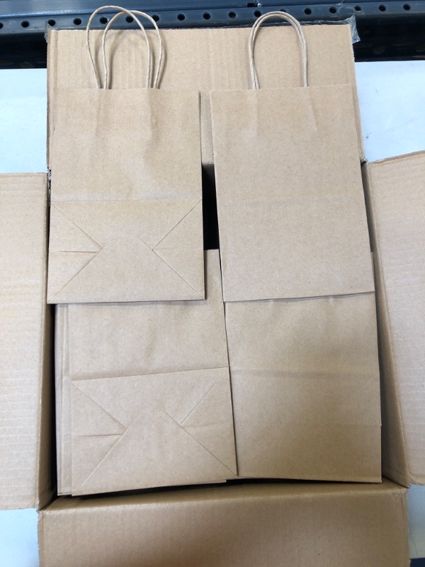 Photo 1 of 100pcs Brown Paper Bags with Handles Mixed Size Gift Bags Bulk, Kraft Paper Bags for Business, Shopping Bags, Retail Bags, Merchandise Bags
