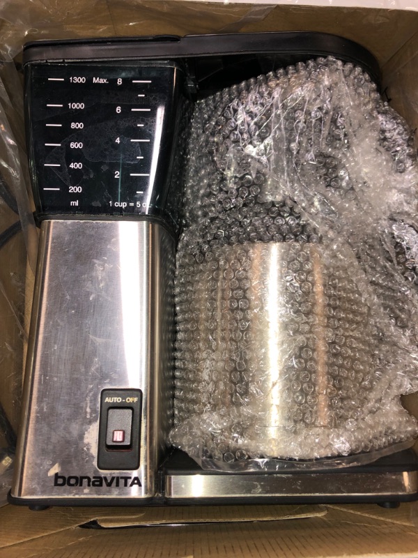 Photo 2 of ---Bonavita 8 Cup Coffee Maker, One-Touch Pour Over Brewing with Thermal Carafe, SCA Certified, Stainless Steel (BV1900TS) Stainless Steel Carafe