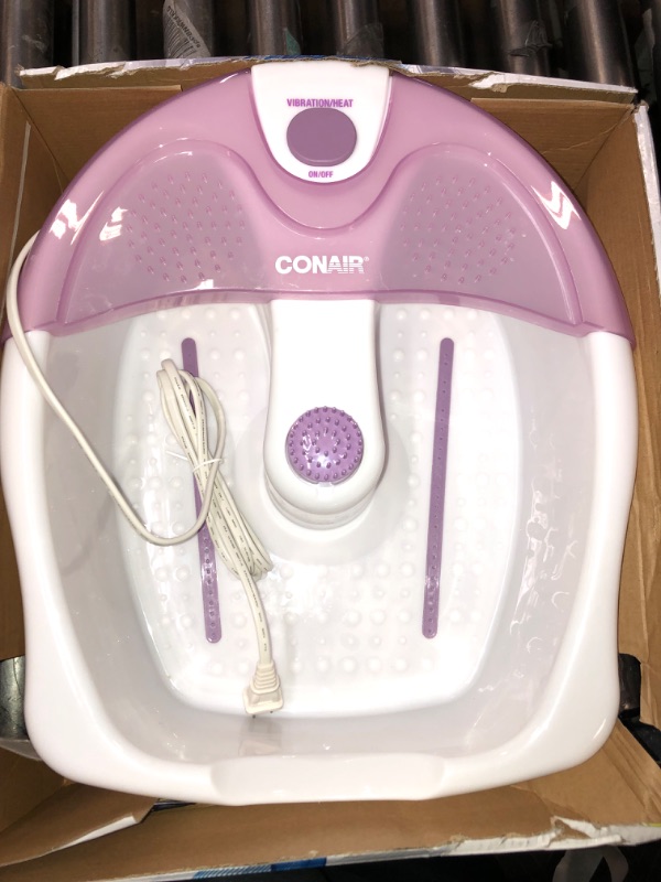 Photo 2 of Conair Soothing Pedicure Foot Spa Bath with Soothing Vibration Massage, Deep Basin Relaxing Foot Massager with Jets, Pink/White Lavender
